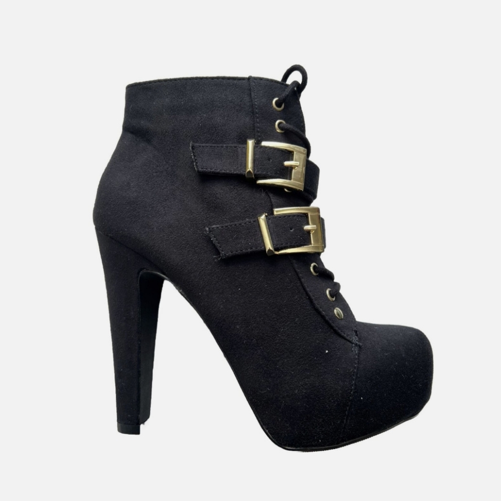 Charlotte Russe Women's Black Ankle Boots with Gold Accents